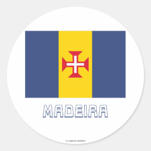 Madeira Flag with Name Classic Round Sticker