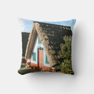 Madeira Island photo with Typical Houses, Portugal Cushion
