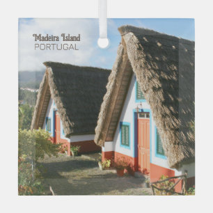 Madeira Island photo with Typical Houses, Portugal Glass Tree Decoration