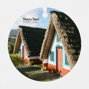 Madeira Island photo with Typical Houses, Portugal Metal Tree Decoration