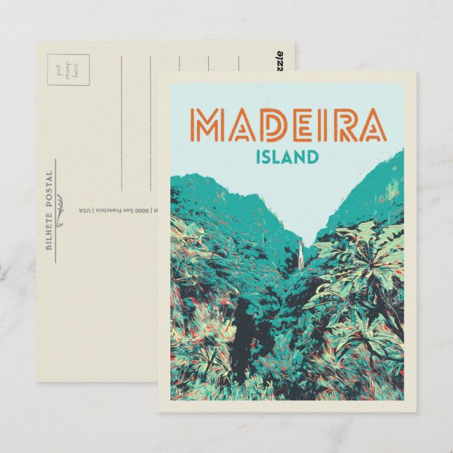 Madeira island vegetation illustration Portugal Postcard (Front/Back)