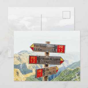 Madeira Pico Ruivo Trail Signs Hiking Postcard
