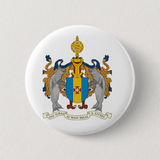 Madeira (Portugal) Coat of Arms 6 Cm Round Badge (Front)