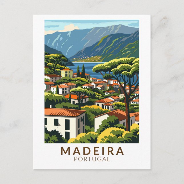 Madeira Portugal Island Travel Art Vintage Postcard (Front)