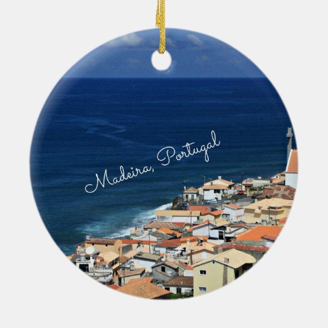 Madeira, Portugal landscape photograph Ceramic Tree Decoration (Back)