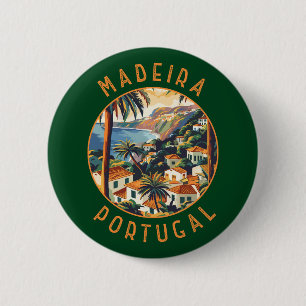 Madeira Portugal Retro Distressed Circle 6 Cm Round Badge