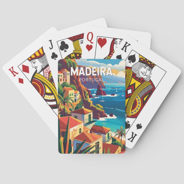 Madeira Portugal Travel Art Vintage Playing Cards (Back)