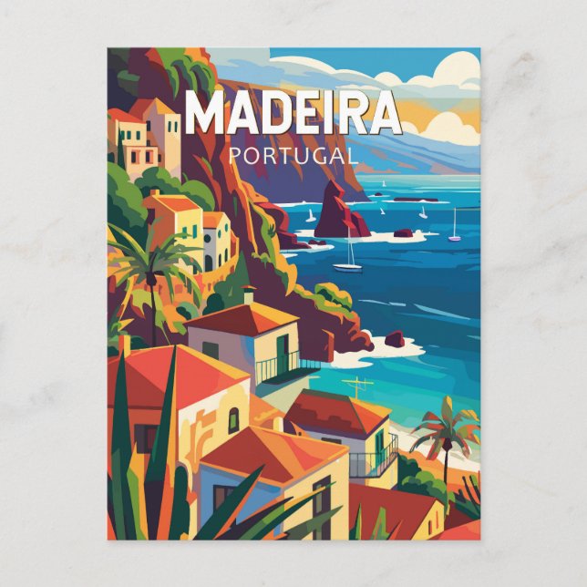 Madeira Portugal Travel Art Vintage Postcard (Front)