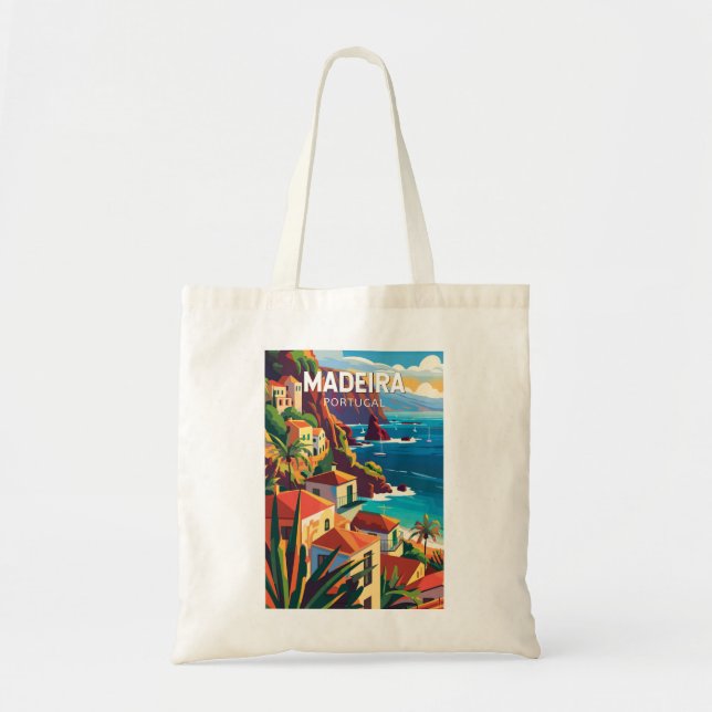 Madeira Portugal Travel Art Vintage Tote Bag (Front)