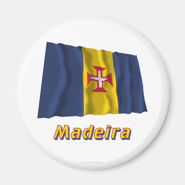 Madeira Waving Flag with Name Magnet (Front)
