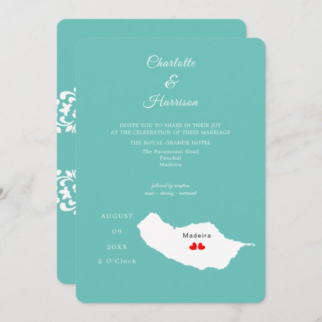Madeira Wedding Destination Invitation (Front/Back)