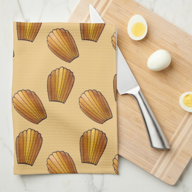 Madeleine French Food Pastry Chef Pâtisserie Cakes Tea Towel (Quarter Fold)