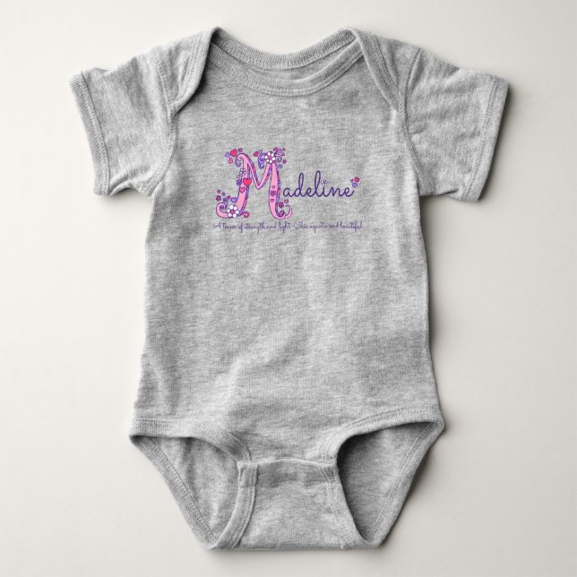 Madeline name and meaning baby girls clothing bodysuit (Front)