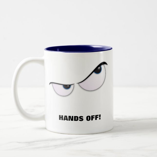 MadEyes, HANDS OFF! Two-Tone Coffee Mug (Left)