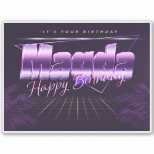 Madga Name Vorname lila retro Sticker Geburtstag