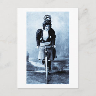 Madge Lessing on Bike - Vintage 1902 - CYan Postcard