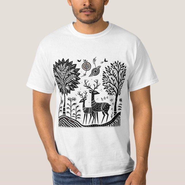 Madhubani deer  T-Shirt (Front)