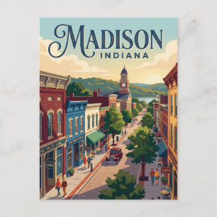 Madison Historic District Indiana Postcard