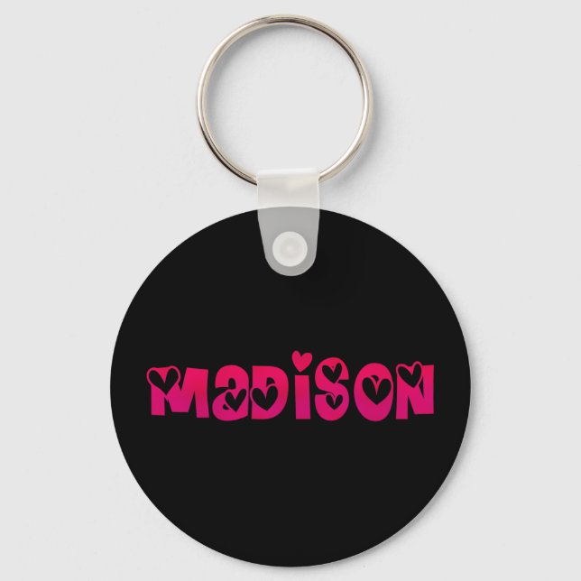 Madison in Hearts Key Ring (Front)