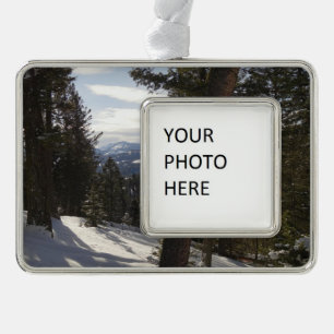 Madison Mountains in Winter in Montana Silver Plated Framed Ornament