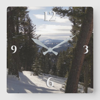 Madison Mountains in Winter in Montana Square Wall Clock