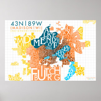 Madison Neighbourhood Typography *UPDATED* Poster