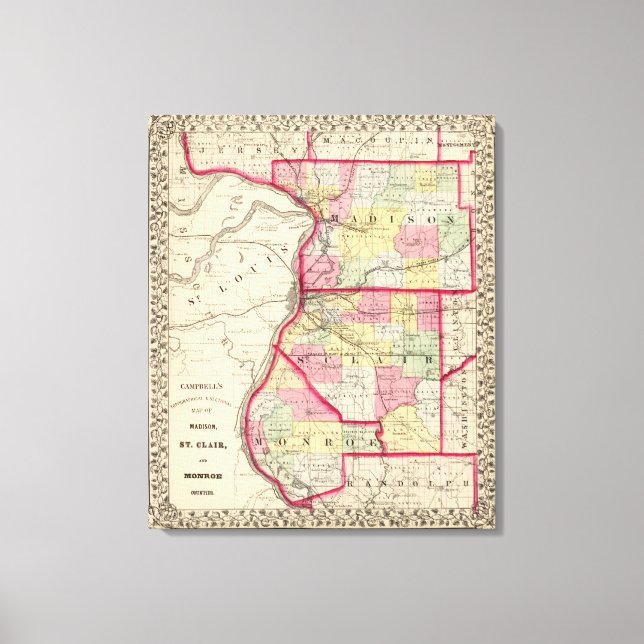 Madison, St Clair, Monroe counties Canvas Print (Front)