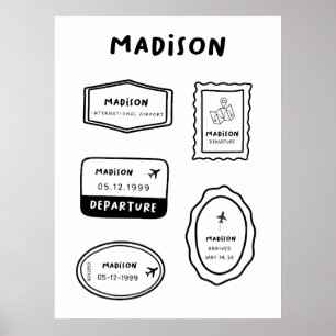 Madison - Travel Stamp Collection Vintage Design Poster