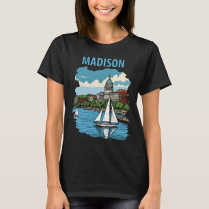 Madison Wisconsin Capitol Retro Travel T-Shirt