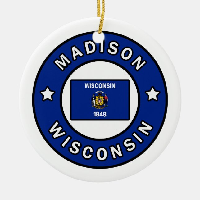 Madison Wisconsin Ceramic Tree Decoration (Front)