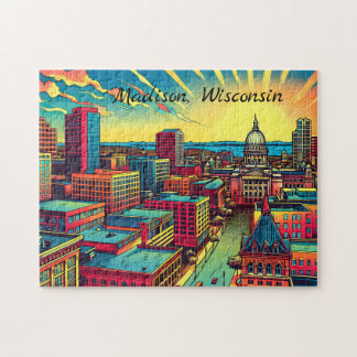 Madison, Wisconsin City Skyline at Sunset Jigsaw Puzzle