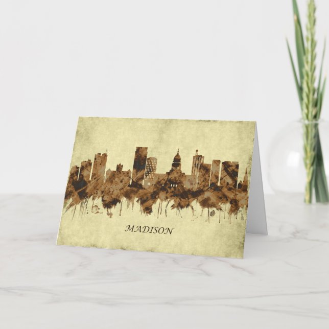 Madison Wisconsin Cityscape Holiday Card (Front)