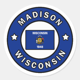 Madison Wisconsin Classic Round Sticker