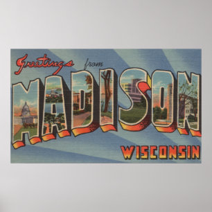 Madison, Wisconsin - Large Letter Scenes Poster