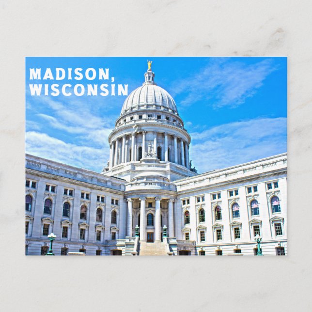 Madison Wisconsin Postcard Souvenir (Front)