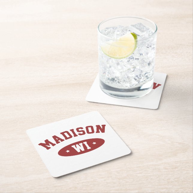 Madison Wisconsin Retro Sporty Typography Coaster  (Insitu)