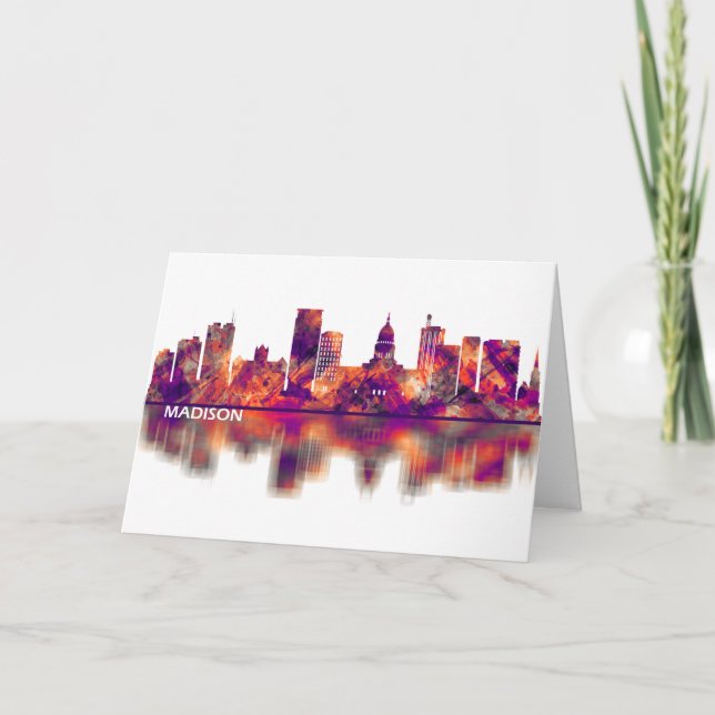 Madison Wisconsin Skyline Holiday Card (Front)