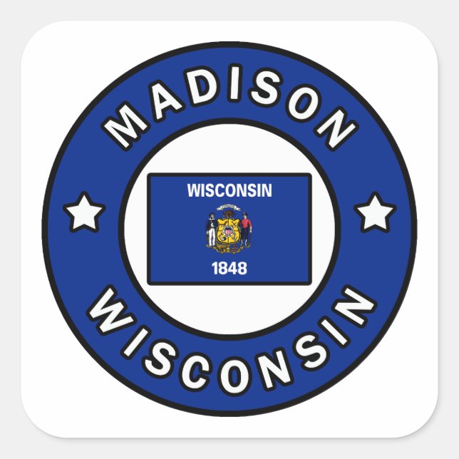 Madison Wisconsin Square Sticker (Front)