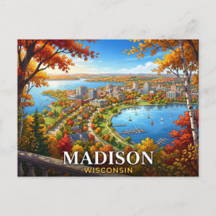 Madison Wisconsin Travel Postcard
