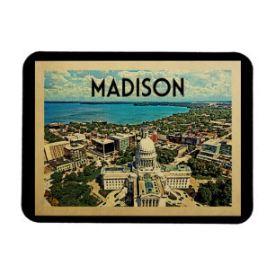 Madison Wisconsin Vintage Travel Magnet