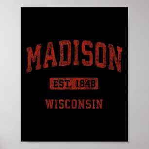 Madison Wisconsin Wi Vintage Athletic Sports Desig Poster