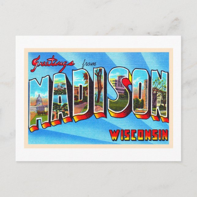 Madison Wisconsin WI Vintage Large Letter Postcard (Front)