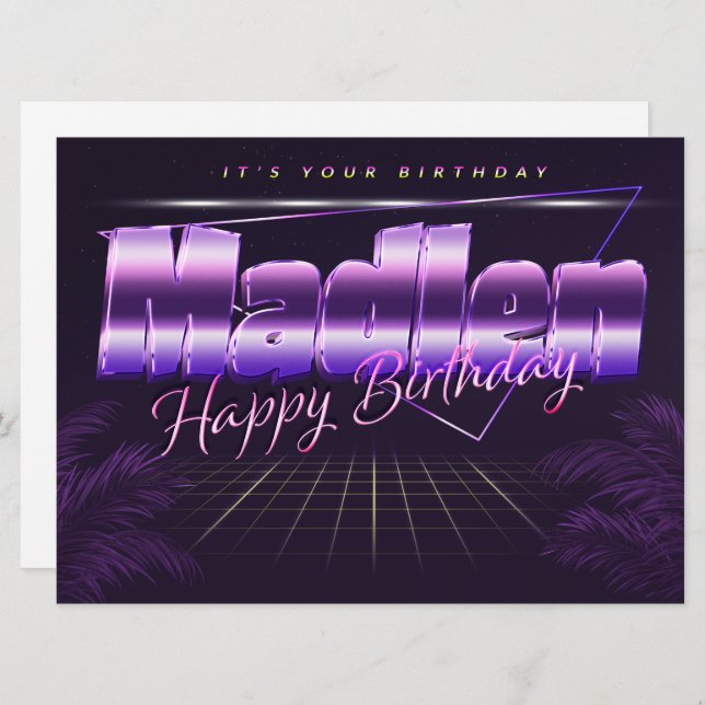 Madlen Name First Name pura retro card Birthday (Front/Back)