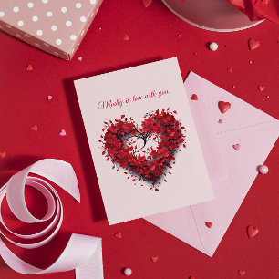 Madly in Love Floral Heart Custom Text & Name Holiday Card