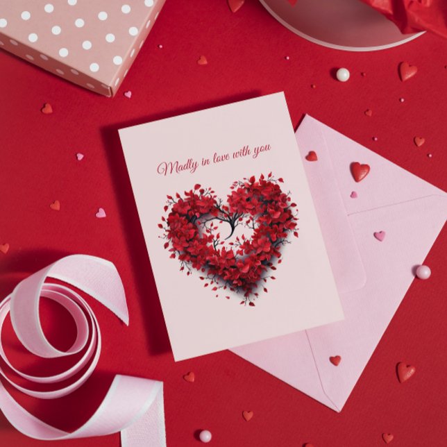Madly in Love | Floral Heart | Custom Text & Name Holiday Card (Creator Uploaded)