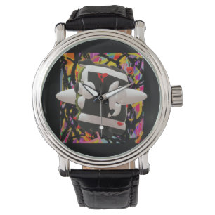Madness art mosaic deep colours black framed    watch