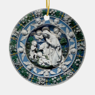 Madonna Adoring the Child by Della Robbia Ceramic Tree Decoration