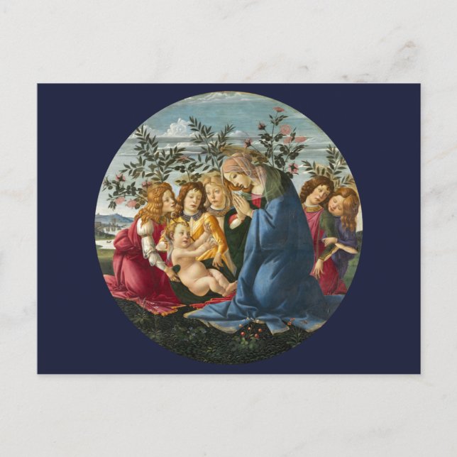 Madonna Adoring the Child with 5 Angels Botticelli Postcard (Front)