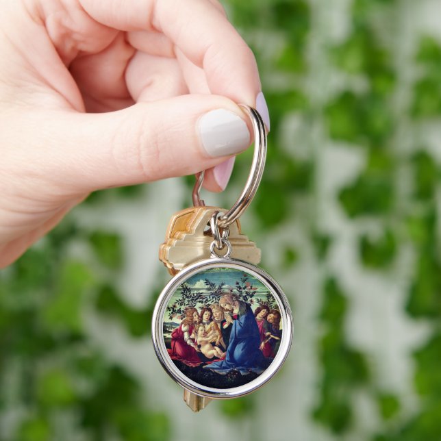 Madonna Adoring the Child with Five Angels Key Ring (Hand)