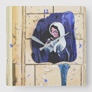 Madonna and Bottles Square Wall Clock